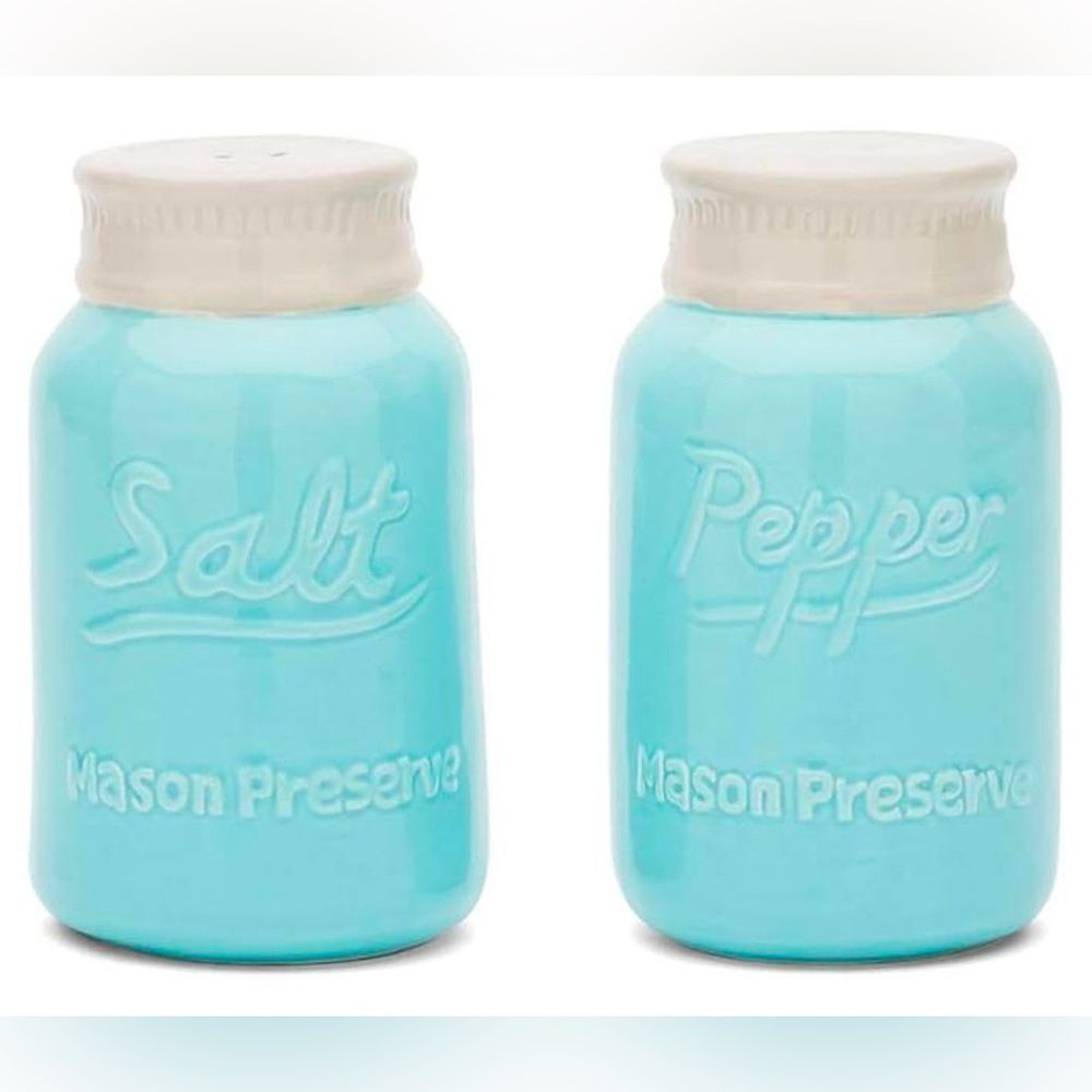 Mason Jar Ceramic Salt and Pepper Shakers